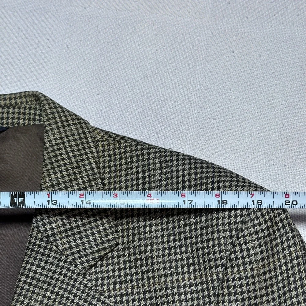 Jos A Bank Sport Coat Mens 42L Silk Wool Houndstooth Brown Two Button Blazer